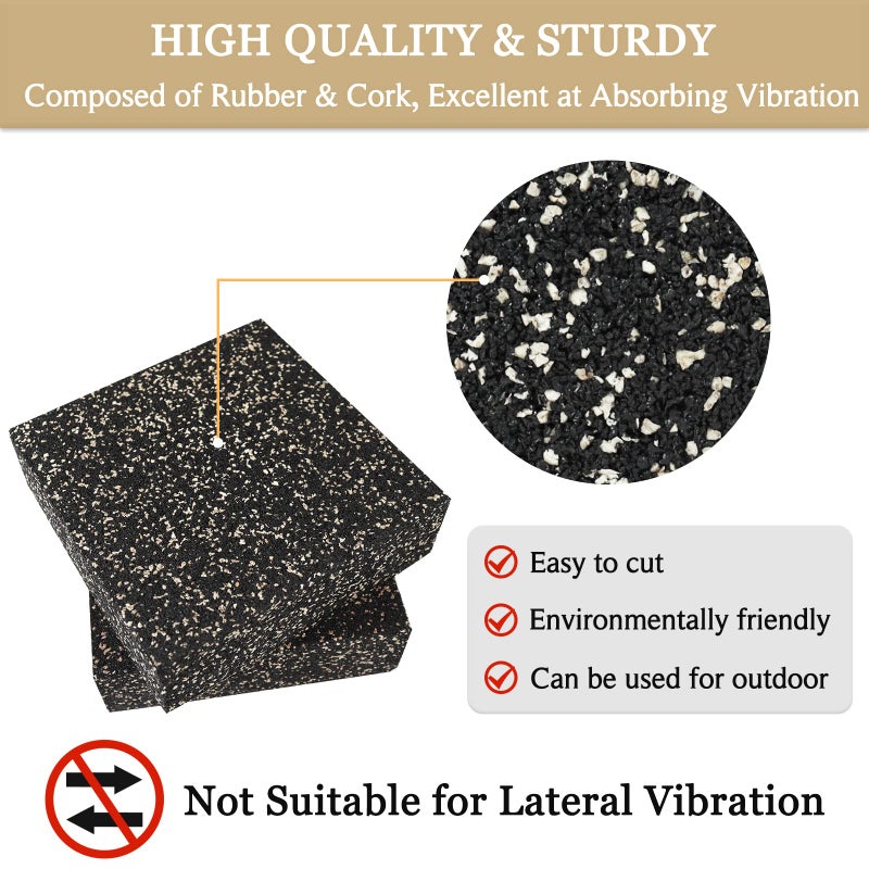 BXI Subwoofer Isolation Pad - 2 Pcs 6 X 6 X 2 Inches Bass Reduction Floorstanding Speakers Mat Riser - Thick Large Rubber Cork Anti Vibration Pads for Heavy Machine Equipment Studio Monitor Stands - Image 5